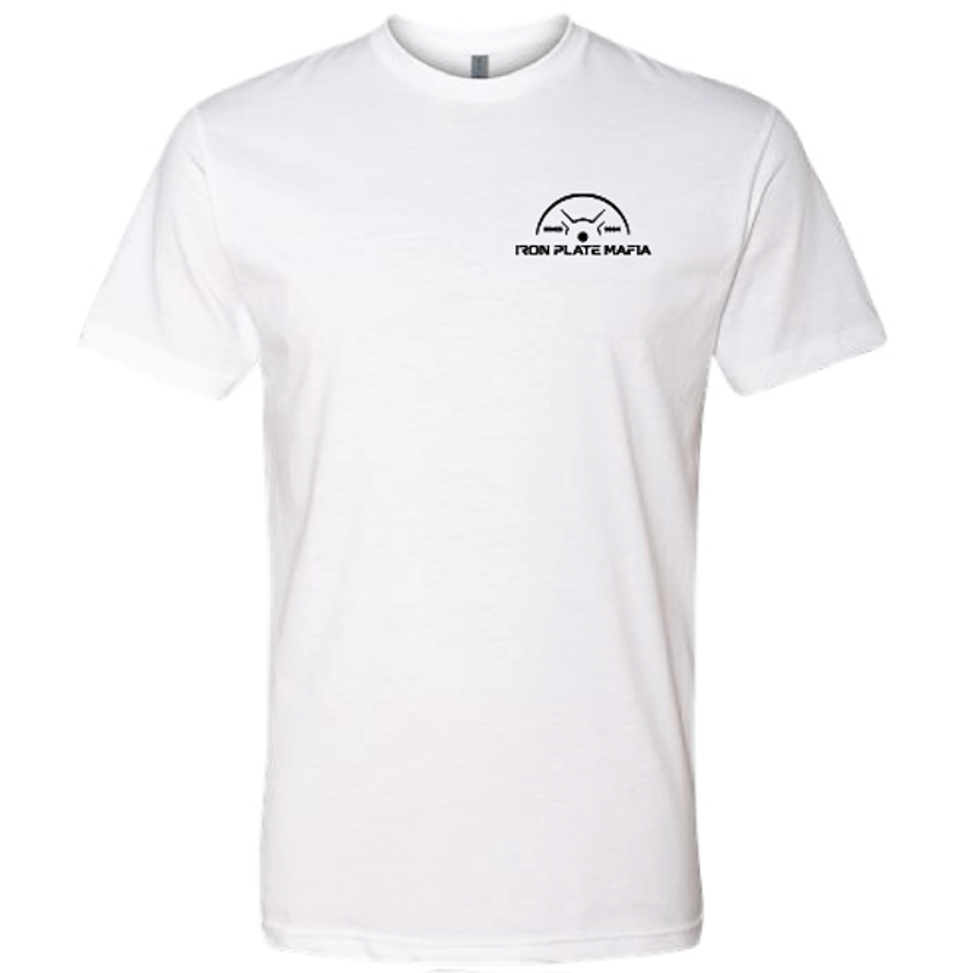 White gym shirt with 99 problems but a bench ain't one – Iron Plate Mafia logo on front