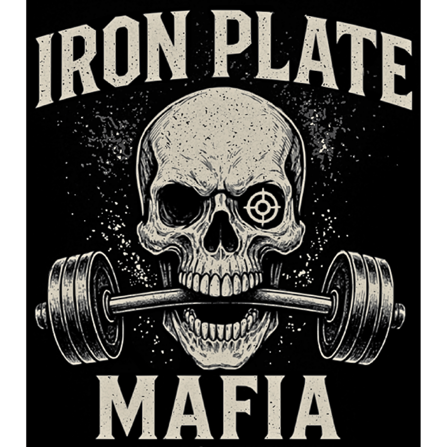Black gym shirt with barbell skull design – Iron Plate Mafia
